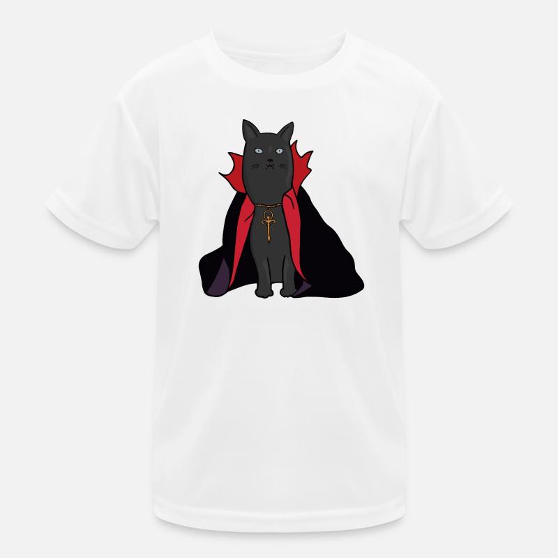 Midnight Vampire Cat with a Cape Kids Functional T-Shirt