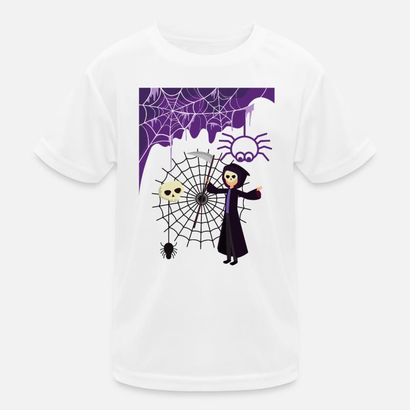 Grim Reaper in the spider's web Kids Functional T-Shirt