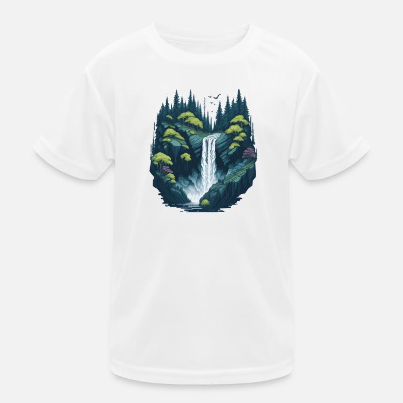 Luminous forest waterfall Kids Functional T-Shirt