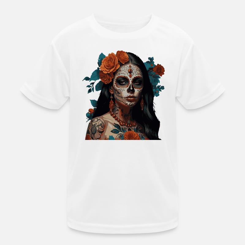 Zuckerschädel Blumenkrone Kinder Funktions-T-Shirt