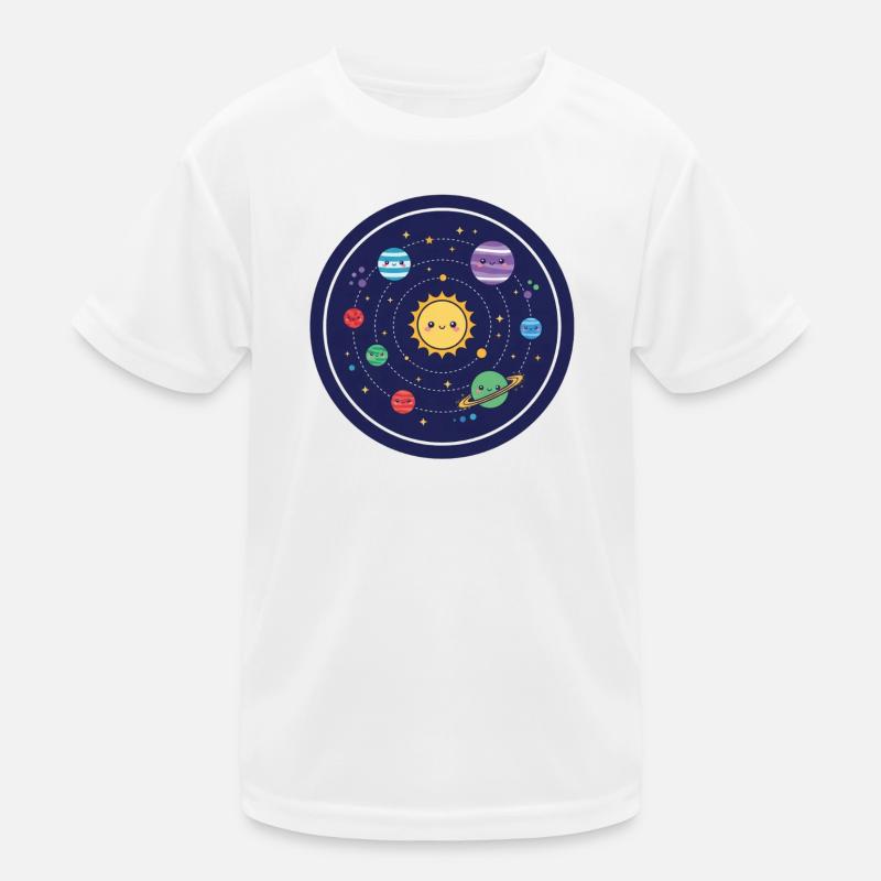 Fröhliches Sonnensystem Design Kinder Funktions-T-Shirt