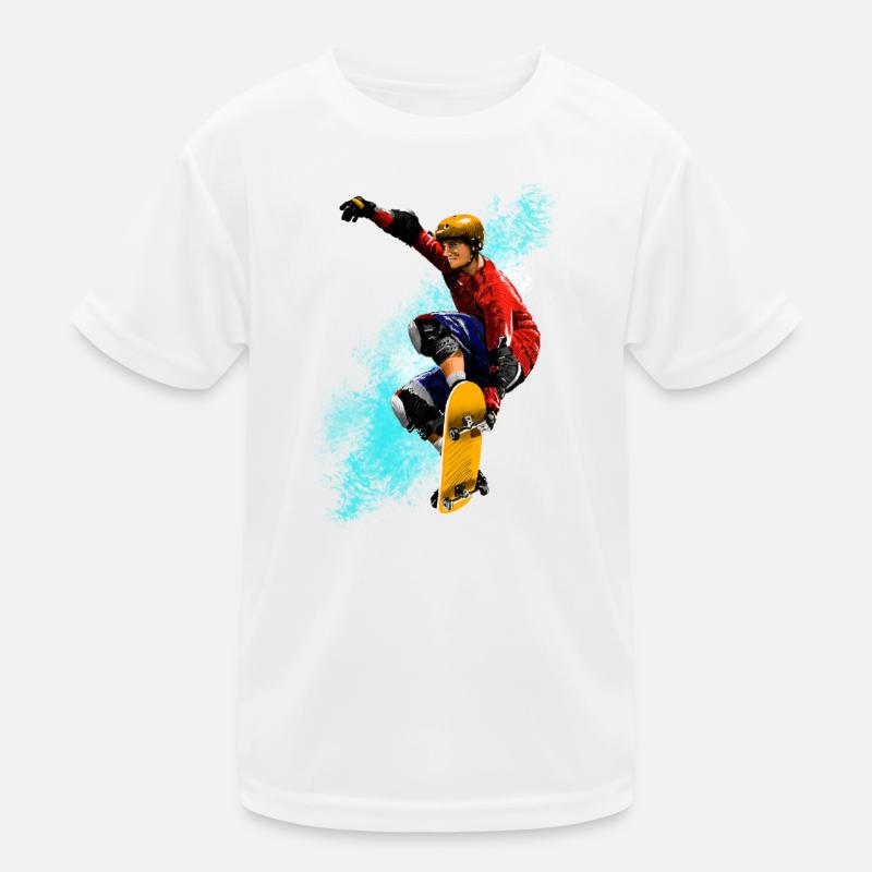 Skateboard Sprung Neon Splash Kinder Funktions-T-Shirt