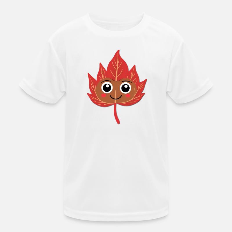 Lächelndes Herbstblatt Kinder Funktions-T-Shirt