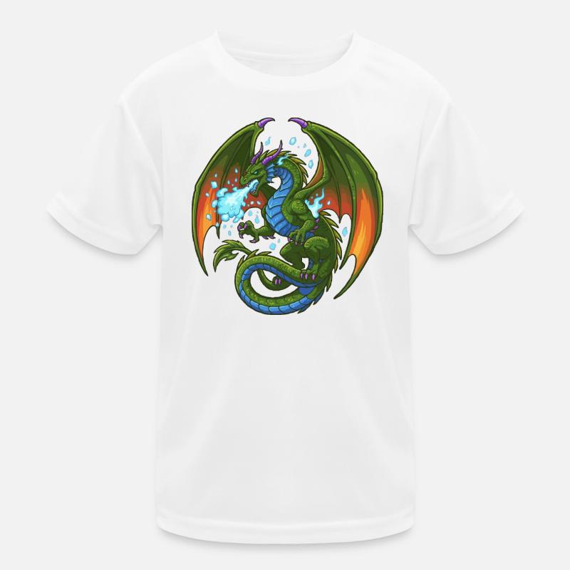 Blaugrüner Drache Eisspucker Kinder Funktions-T-Shirt