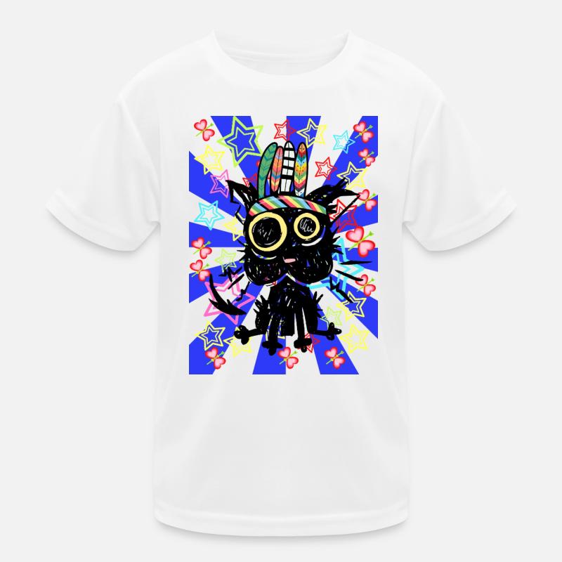 Katze Retro Kinder Hippie Kinder Funktions-T-Shirt