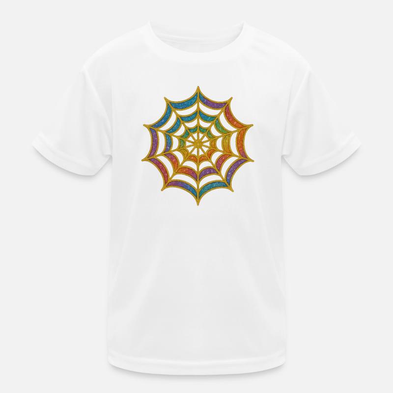 Spinnennetz | Regenbogen-Spinnenweb Goldglitzer Kinder Funktions-T-Shirt