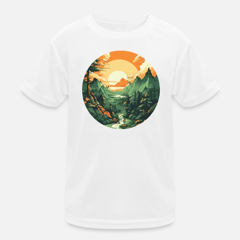 Circular Sunset Kids Functional T-Shirt