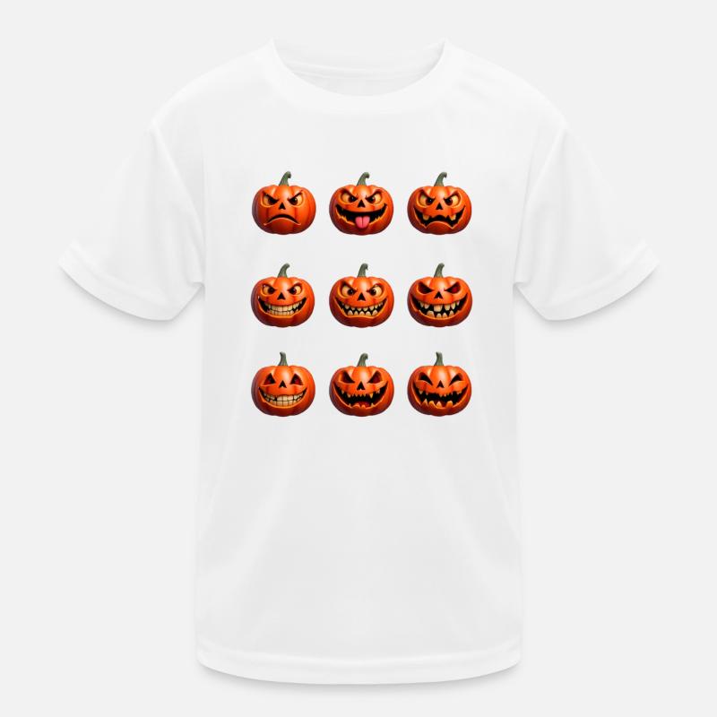 Halloween Pumpkin Faces Pattern Kids Functional T-Shirt