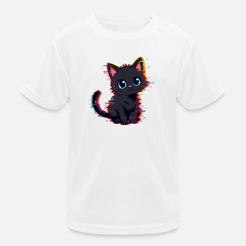 Neon Glitch Noir Chat Mignon T-shirt sport Enfant