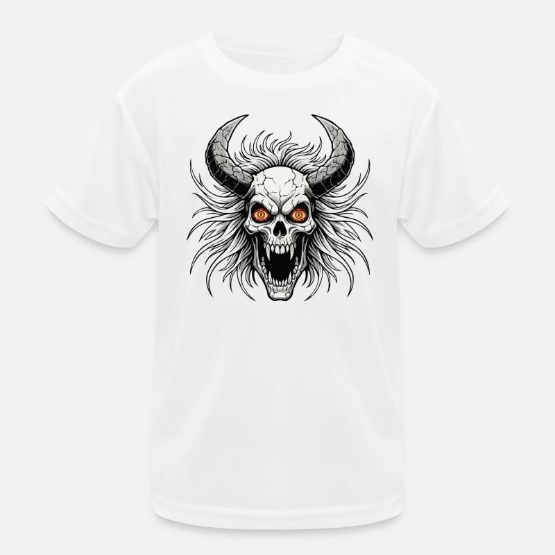 Devil skull with horns Kids Functional T-Shirt
