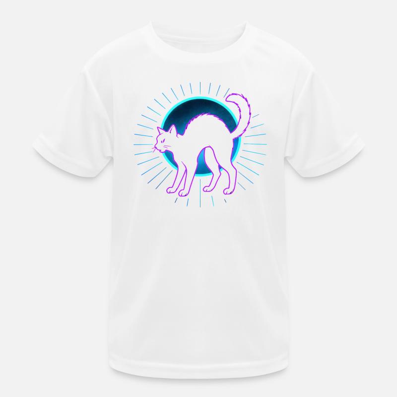 Neon Cat on Lunar Circle Kids Functional T-Shirt