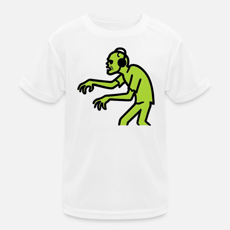 Zombie DJ Neon Green Kids Functional T-Shirt