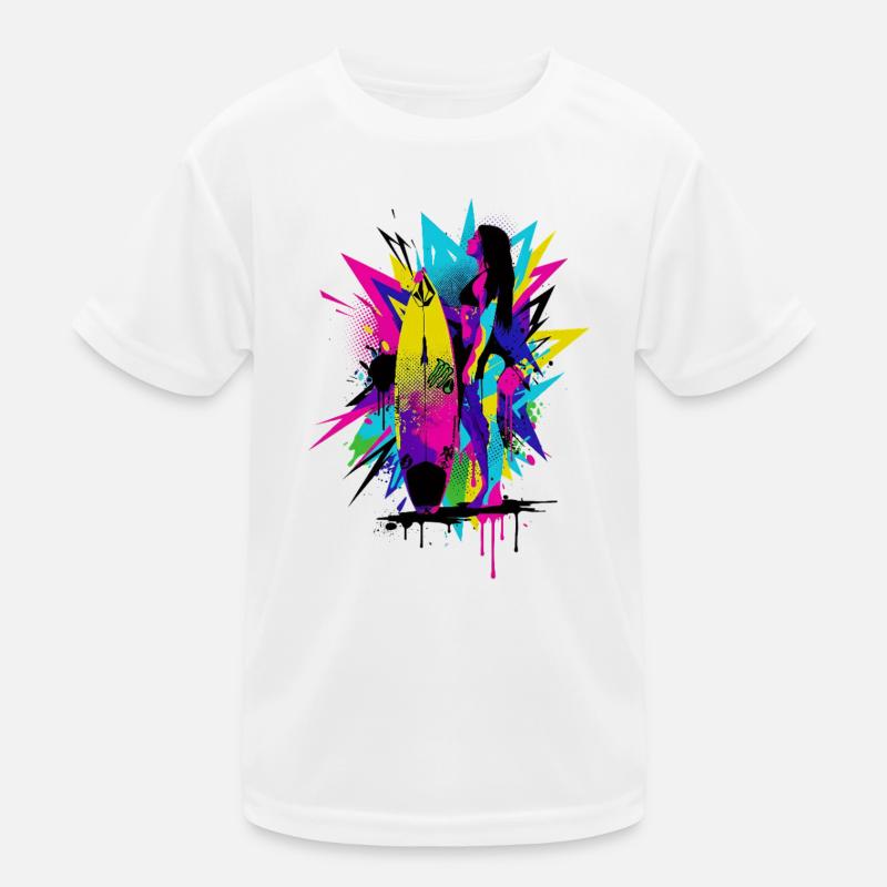 Neon_Surf_Explosion Kids Functional T-Shirt