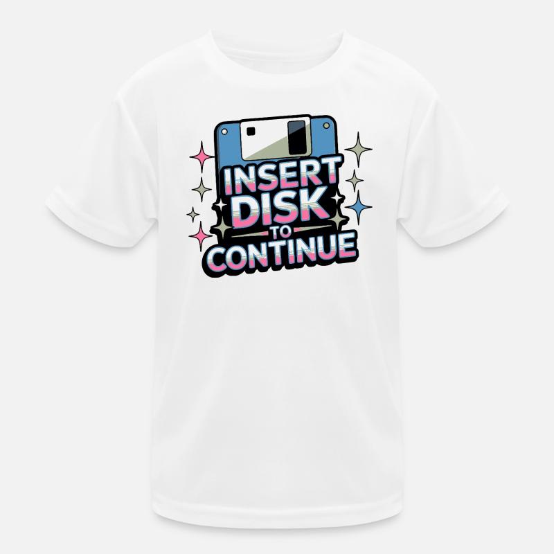 Y2K Retro – Insert Disk to Continue Kinder Funktions-T-Shirt