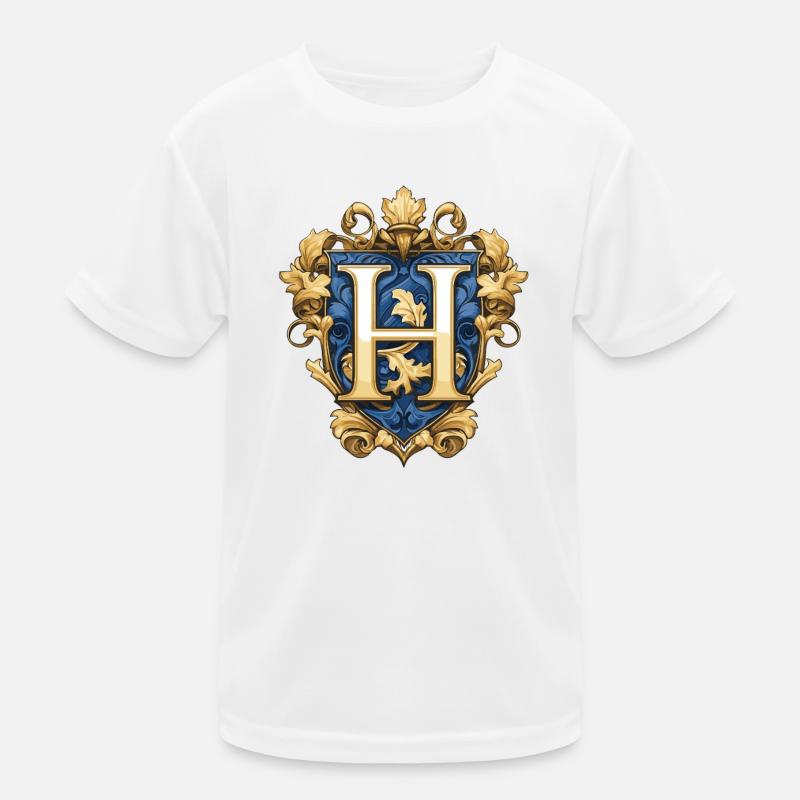 H Letter Name Crown Kids Functional T-Shirt