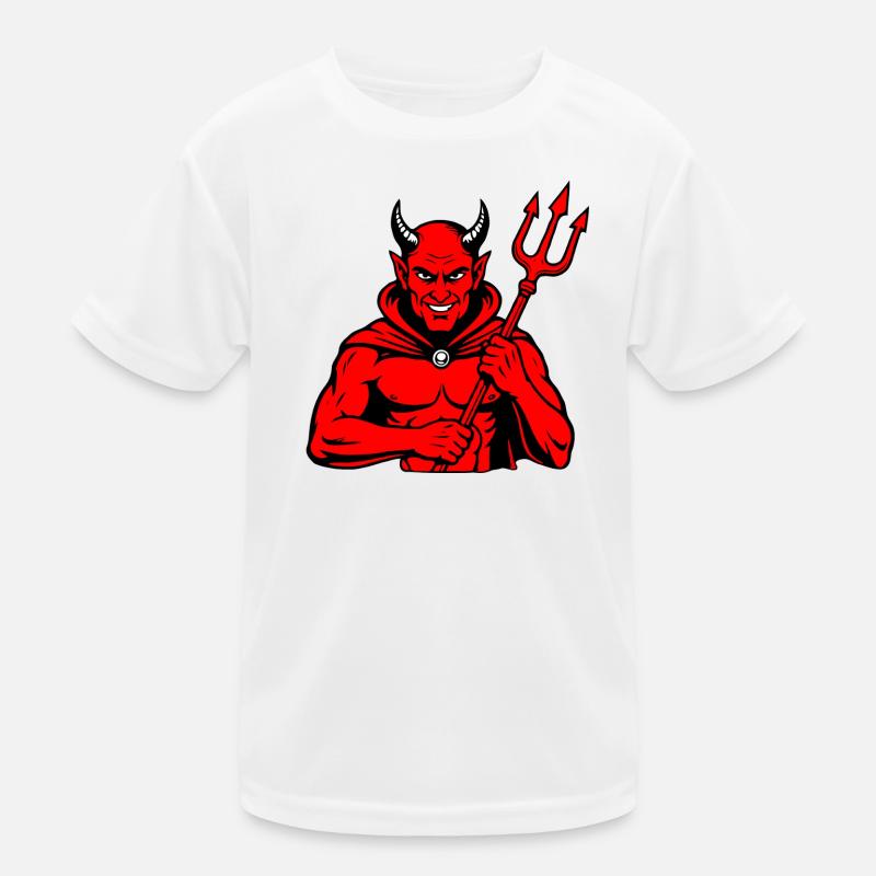 Devil Trident Satan Hell Evil Horns Horror Kids Functional T-Shirt