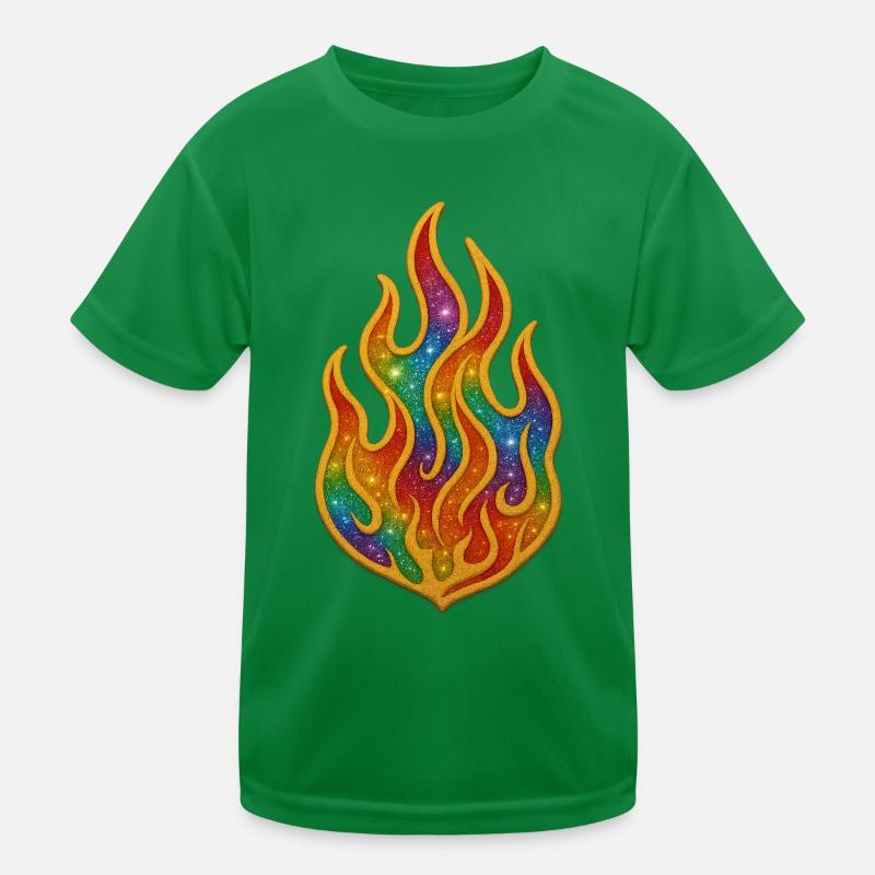Rainbow Fire Patch Kids Functional T-Shirt