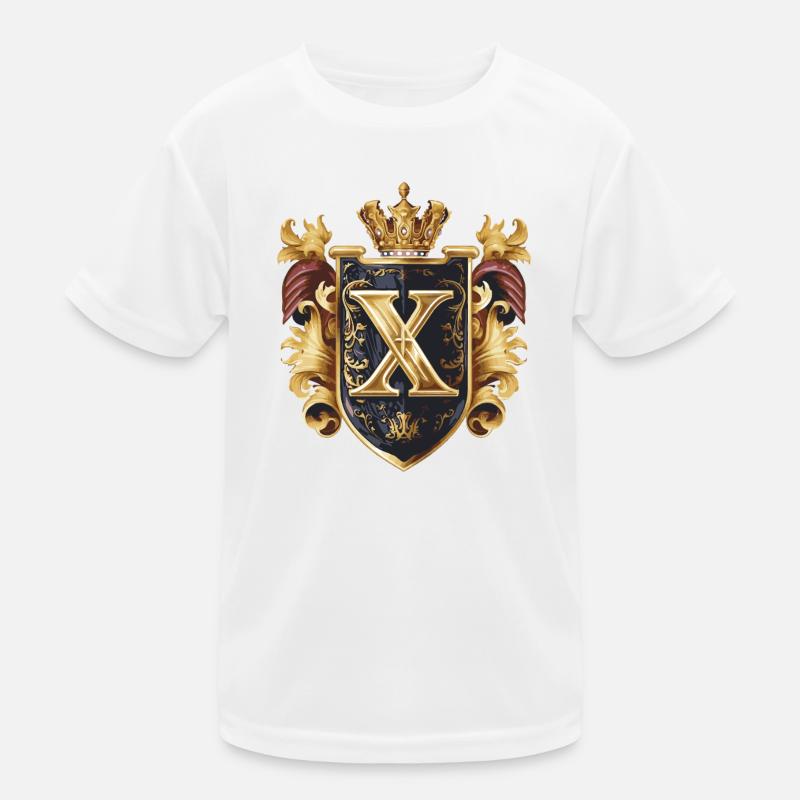 X Buchstabe Name Krone Kinder Funktions-T-Shirt