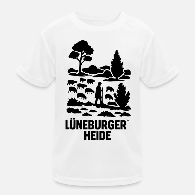 Lüneburger Heide Schäfer Heidschnucken Idylle - Kinder Funktions-T-Shirt - Weiß