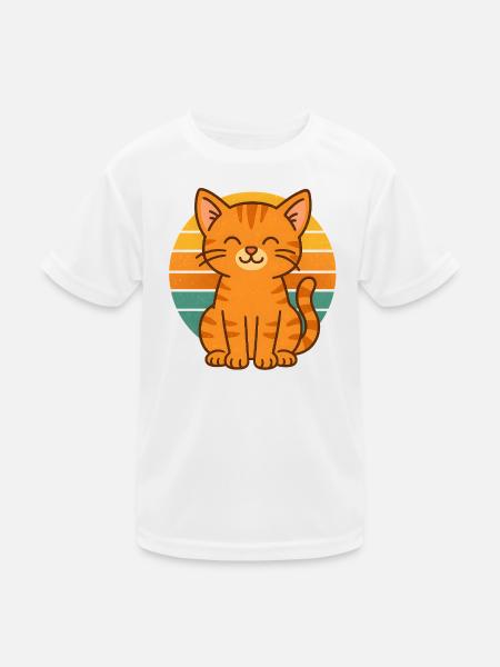 Retro Cat Vibes - Kinder Funktions-T-Shirt - Weiß