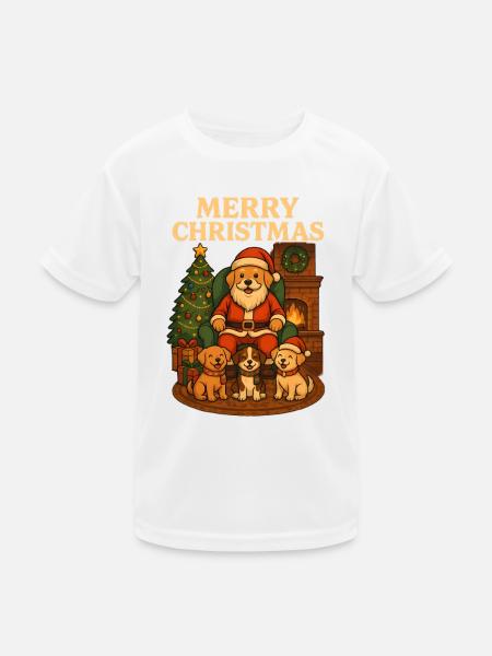 Santa Paws und die Weihnachtswelpen - Kinder Funktions-T-Shirt - Weiß
