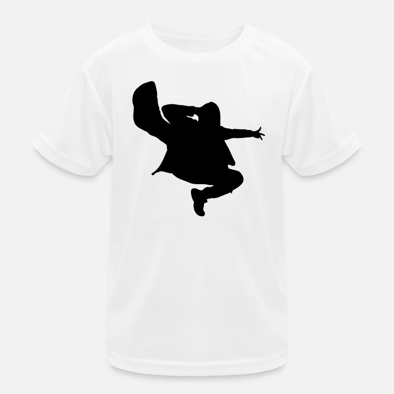 B-Boy Silhouette – Breakdance Jump Kick Kids Functional T-Shirt