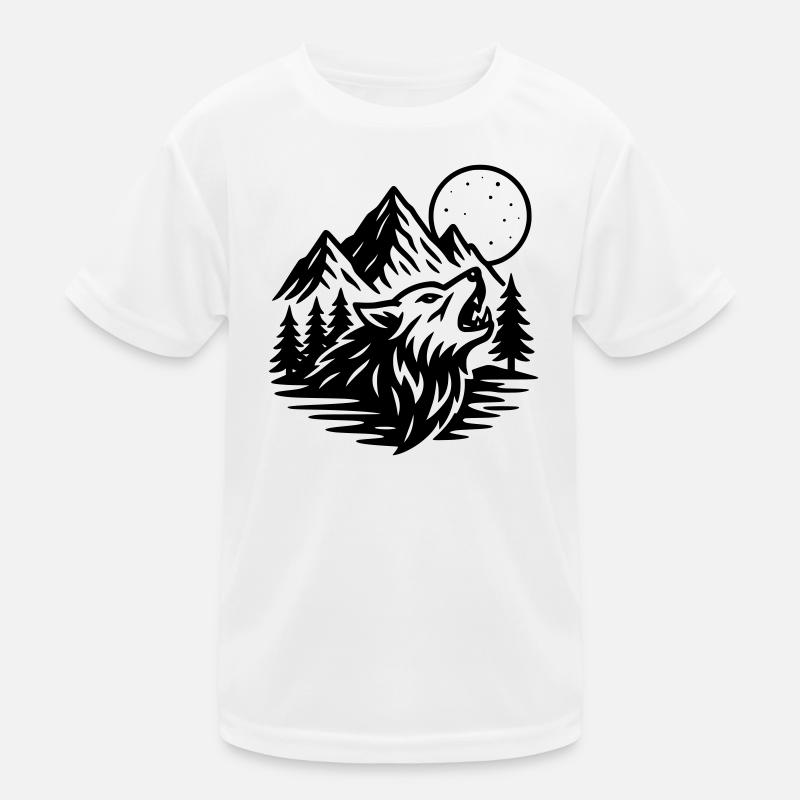 Vollmond Wolf Kinder Funktions-T-Shirt