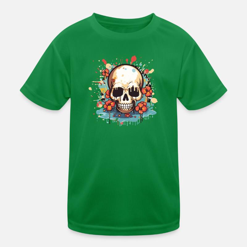 Flower Skull Blast Kids Functional T-Shirt