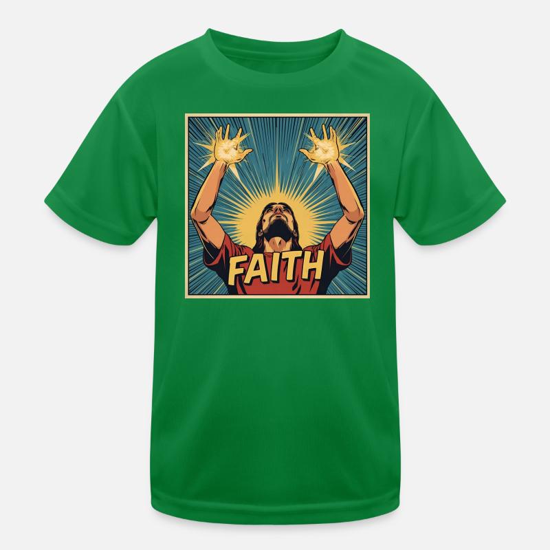 Glaubenskraft im Comic-Stil Kinder Funktions-T-Shirt