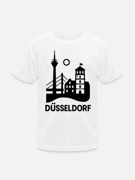 Dusseldorf Landmark Silhouette - Kids Functional T-Shirt - white - Front