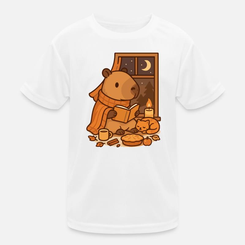 Capybara Reading Nook – Cozy Herbstabend Kinder Funktions-T-Shirt