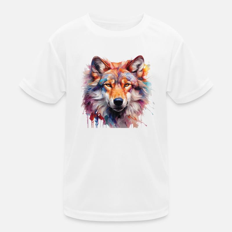 Loup coloré - Conception de portrait d’animal abstrait T-shirt sport Enfant