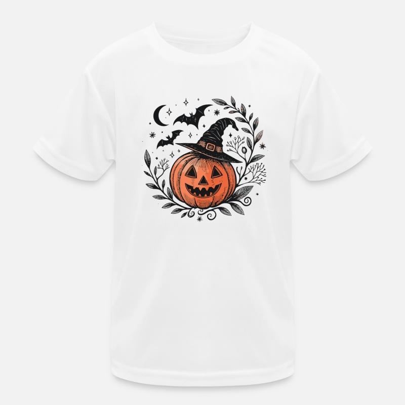 Night Witch Pumpkin Kids Functional T-Shirt