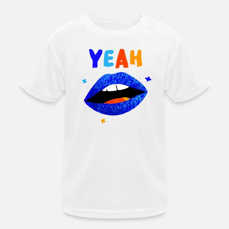 Lebendige Regenbogenlippen YEAH Kinder Funktions-T-Shirt