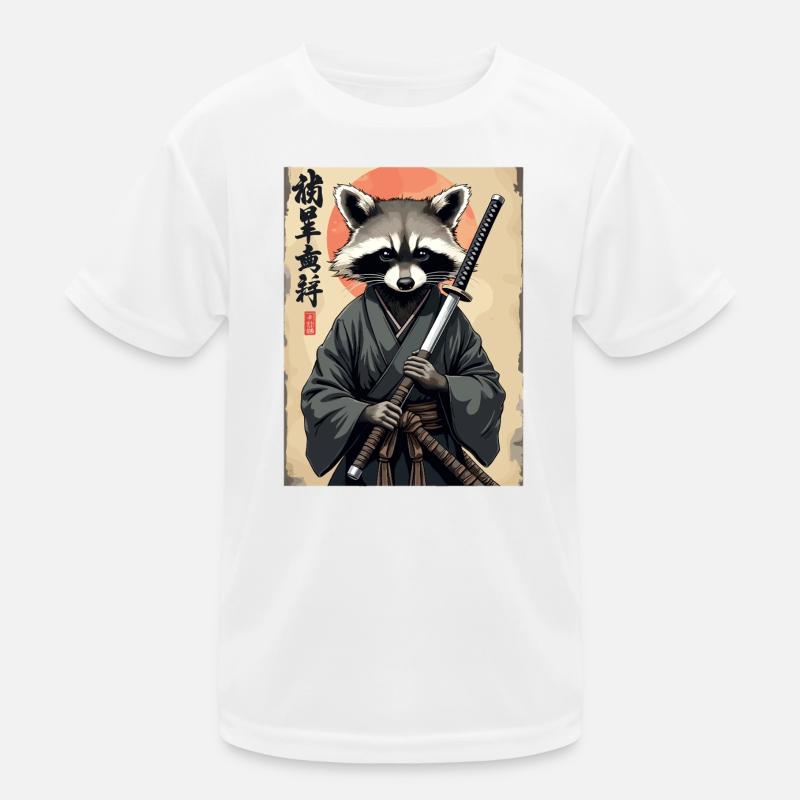 Waschbär Samurai im Kimono Kinder Funktions-T-Shirt