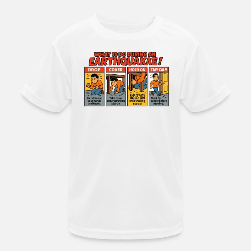 Erdbeben Sicherheitsanleitung Kinder Funktions-T-Shirt