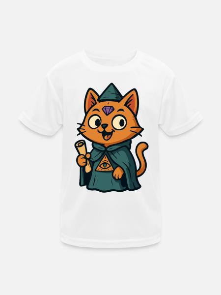 Purrscribe die Propheten-Katze - Kinder Funktions-T-Shirt - Weiß - Vorne