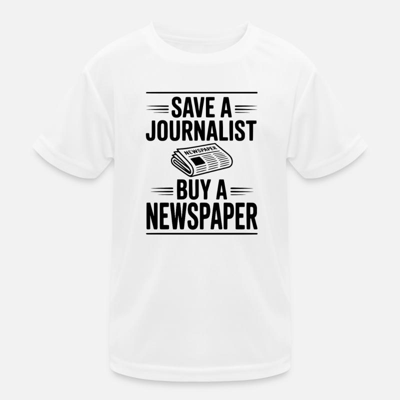Retten Sie einen Journalisten, kaufen Sie eine Zeitung Kinder Funktions-T-Shirt