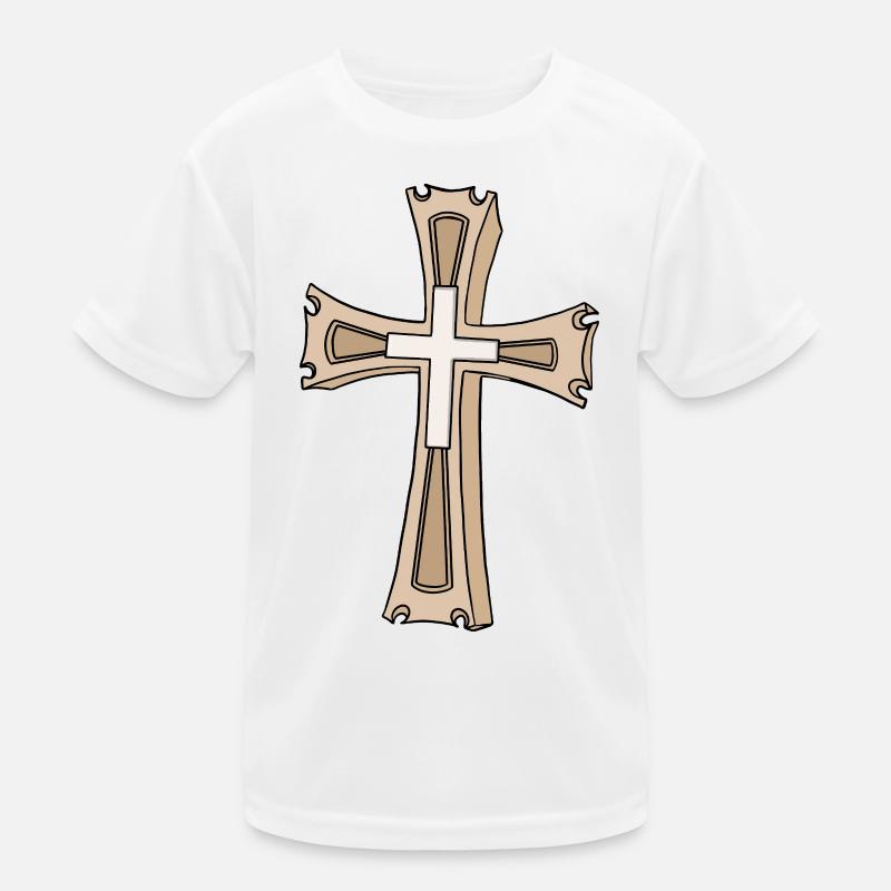 Ornate Cross Crest Kids Functional T-Shirt