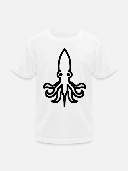 Tintenfisch - Kinder Funktions-T-Shirt - Weiß - Vorne