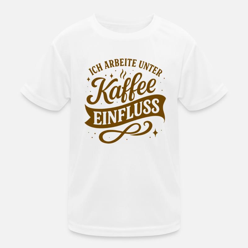Ich arbeite unter Kaffee-Einfluss Kinder Funktions-T-Shirt
