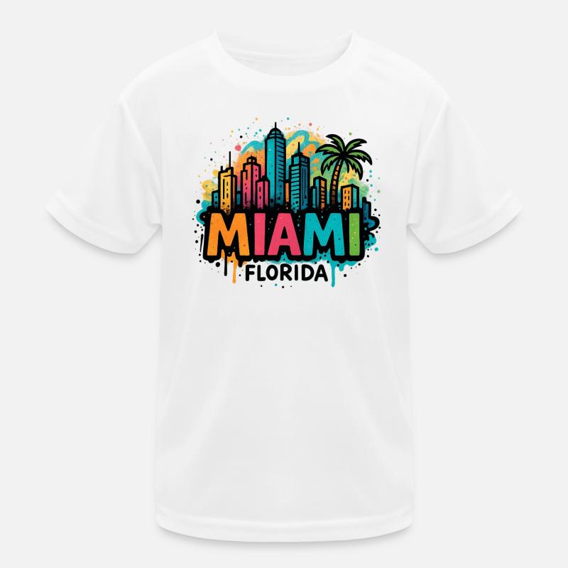 Miami Skyline Graffiti Kids Functional T-Shirt