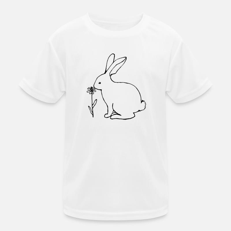 Hase, der an einer Blume riecht, Strichkunst Kinder Funktions-T-Shirt