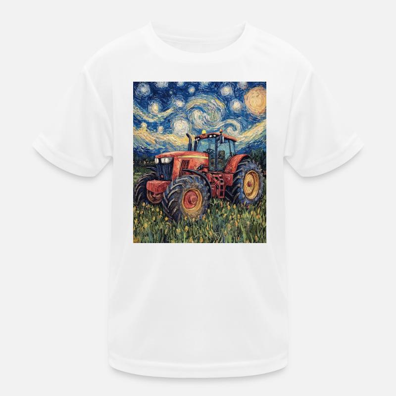 Traktor Bauer Landwirt Van Gogh Style Kinder Funktions-T-Shirt