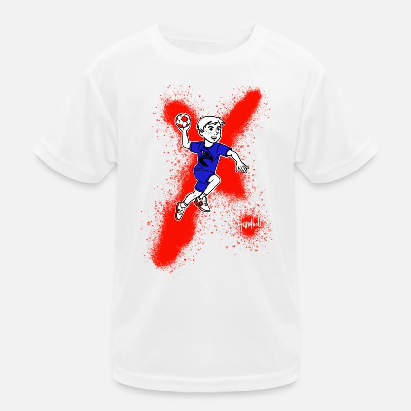 Handball Junge im Sprung Kinder Funktions-T-Shirt