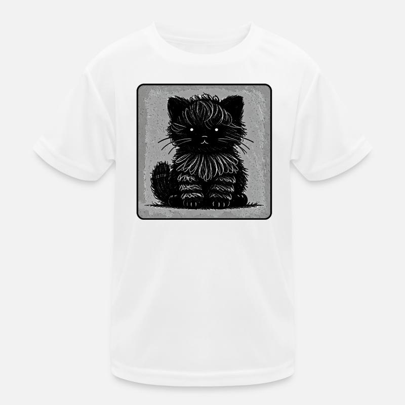 Fuzzy Cat (Monochrome) Kids Functional T-Shirt
