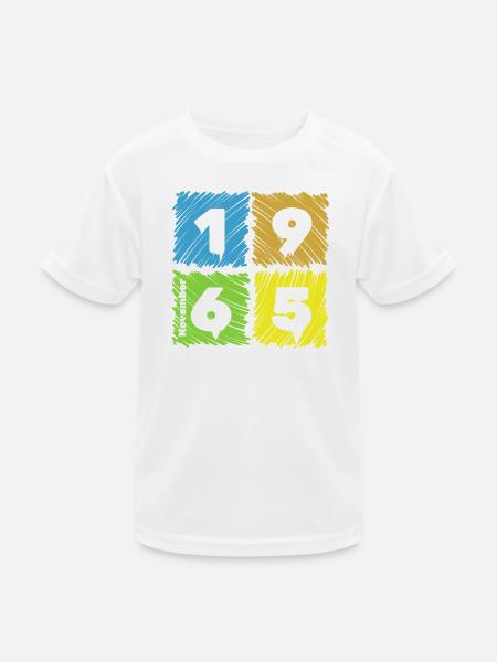 60. Geburtstag Farbige Patches since 11/1965 - Kinder Funktions-T-Shirt - Weiß