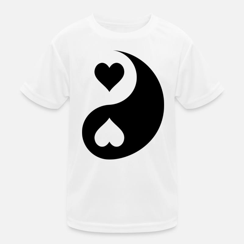 Heart Yin Yang Harmony Monochrome Black Negative Kids Functional T-Shirt