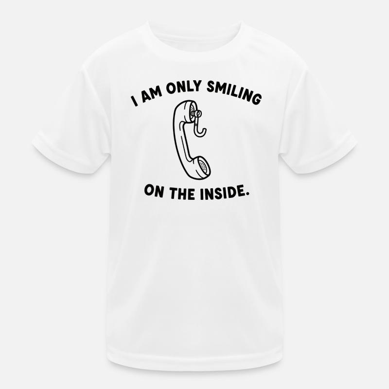 Inside Smile Phone Line Art Kids Functional T-Shirt