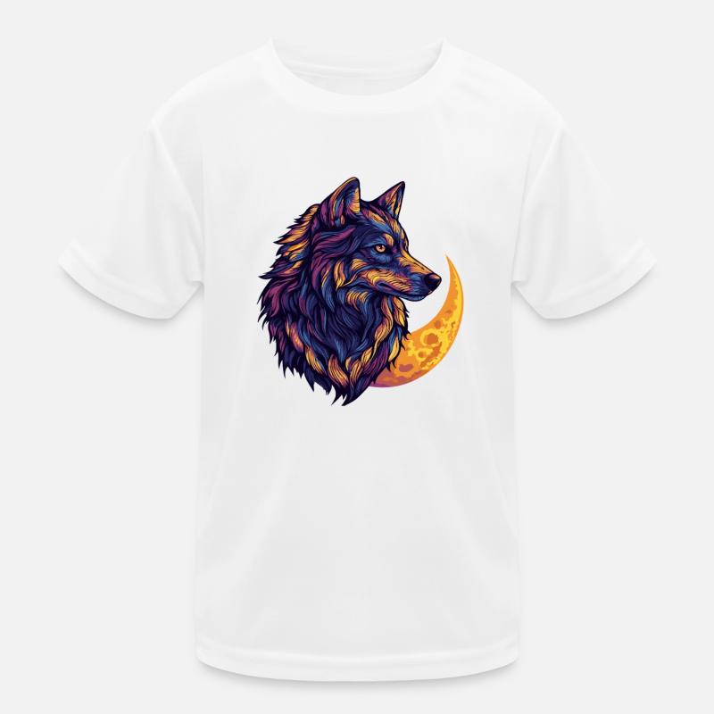 Wolf Mond Kinder Funktions-T-Shirt